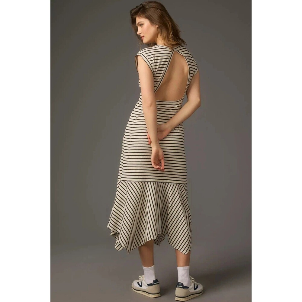 Daily Practice By Anthropologie Highline Short-Sleeve Maxi Dress Strip L 286671